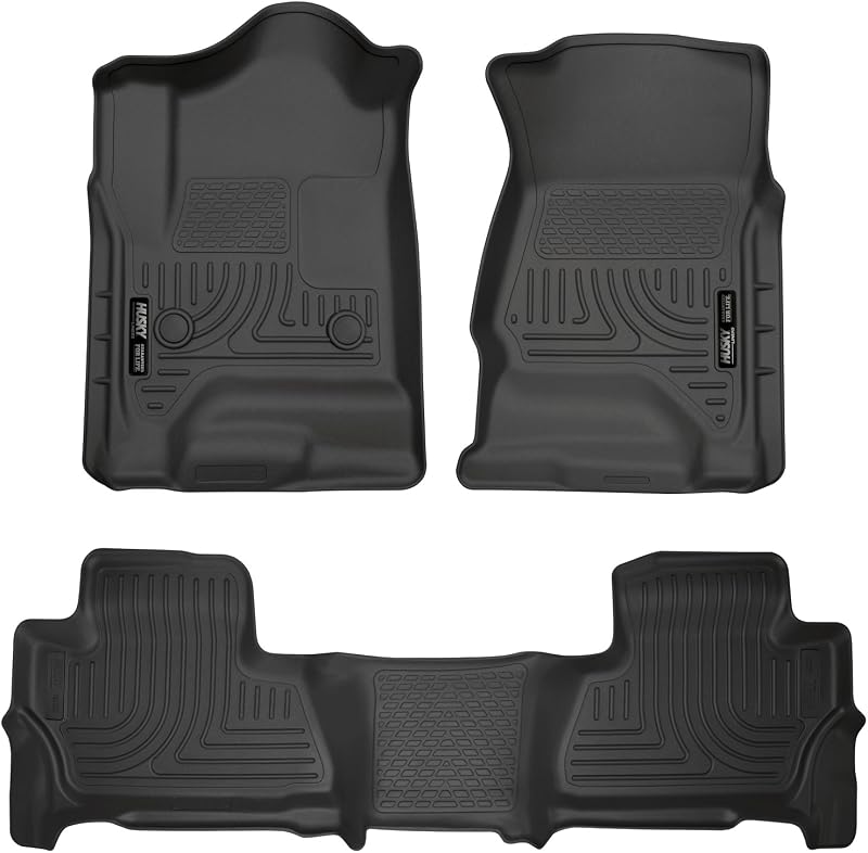 Tapete automotivo sob medida Weatherbeater Husky Liners para Chevrolet Tahoe e GMC Yukon 2015–2020, dianteiro e 2ª fileira, preto, 3 peças – 99201