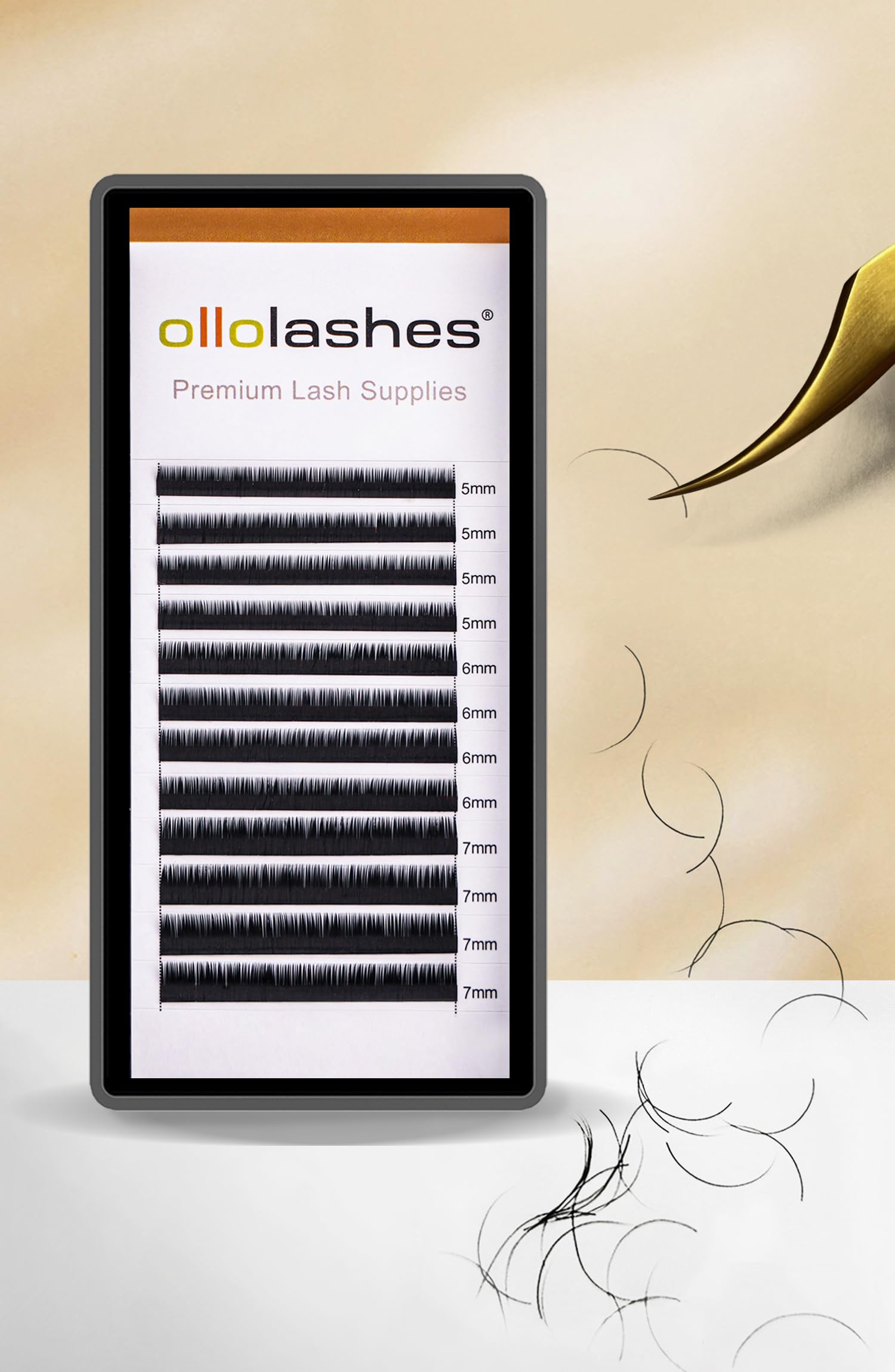 OLLOLASHES Bottom Eyelash Extensions B Curl 0.07mm Mix5-7mm 5mm 6mm 7mm Black Color Bottom Lashes Extensions, Professional Supplies for Lash Techs (