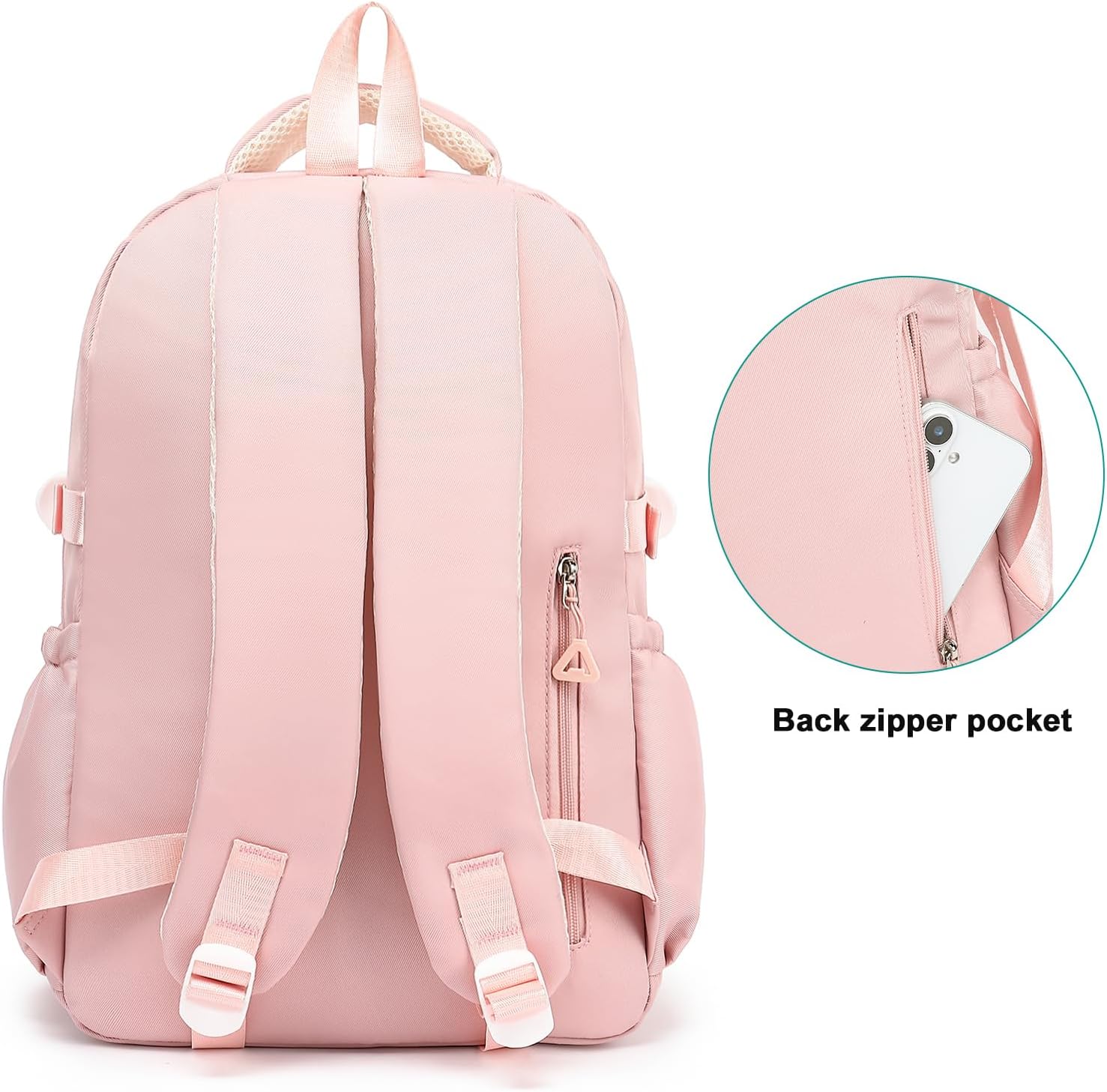 Kids School Backpack for Girls 5-12 Kawaii Travel Aesthetic Bookbag,Pink