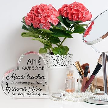 Maitys Music Teacher Graduation Gift for Women Acrylic Decor Teacher Appreciation Thank You Gifts for Music Keepsake Piano Guitar Violin End of Year Graduation Band(Fresh Style)