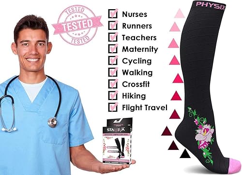 Miniatura 28 de Physix Gear - Calcetines de compresión 20-30 mmHg, para hombres y mujeres, para correr, enfermeras, espinillas, vuelo, viajes