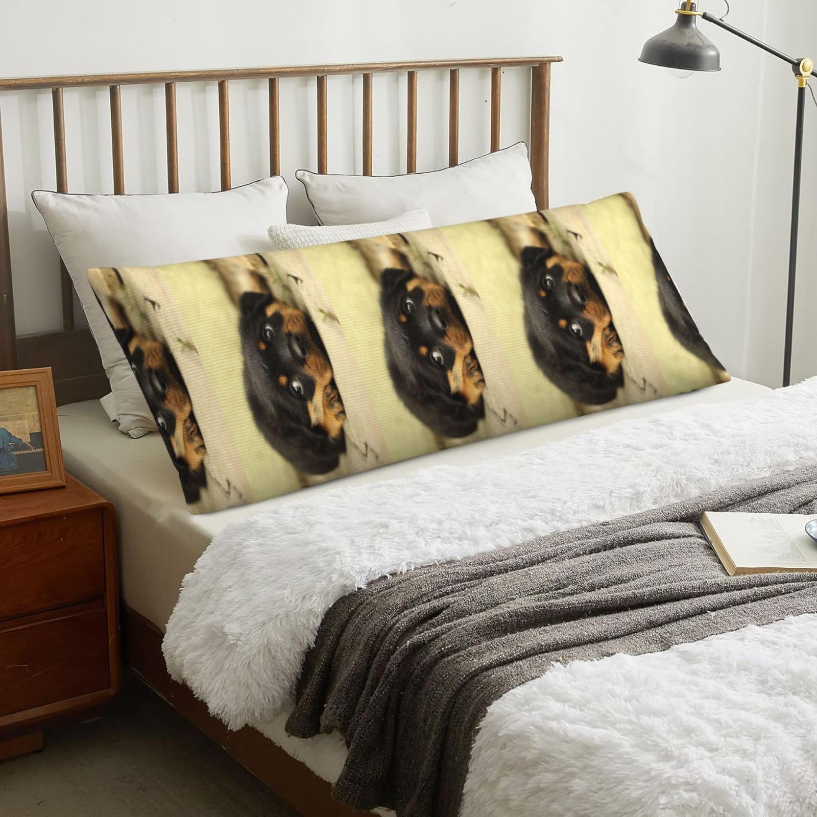 Rottweiler Dogs Cute Dogs Puppy Pets Small, Body Pillow Cover with Zipper,Long Body Pillowcase 20 x 60 in