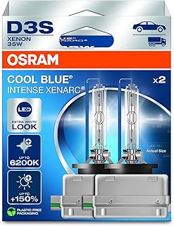 OSRAM XENARC COOL BLUE INTENSE D3S, +150% more brightness, up to 6,200K, xenon headlight lamp, LED look, duo box (2 lamps), 66340CBN-HCB