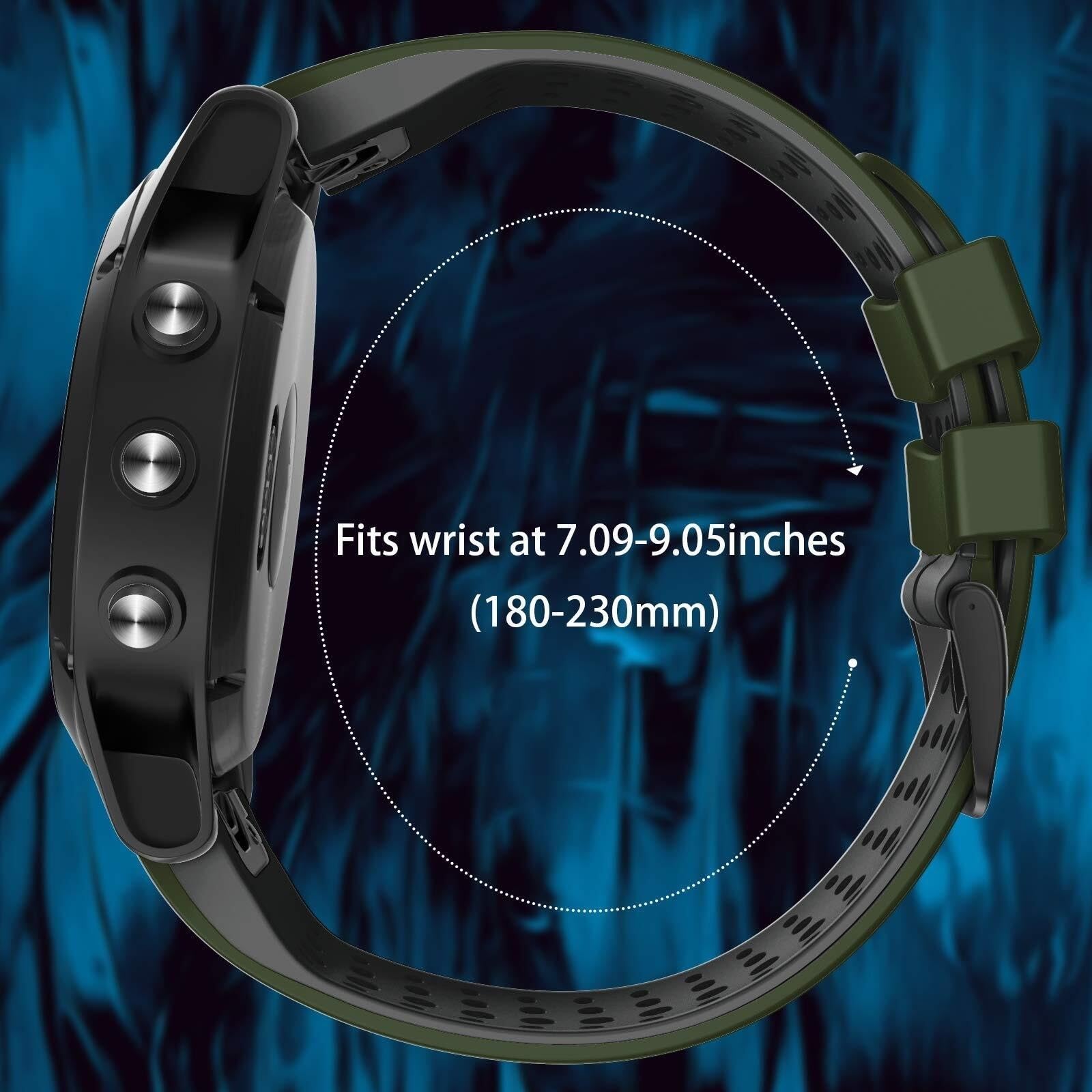 JDIME Silikonowy pasek do zegarka 22 mm do zegarka Garmin Fenix ​​6, 7, 8 Sapphire, 6 Solar, 5 Plus, 4, Forerunner 935, 945, 955, 965