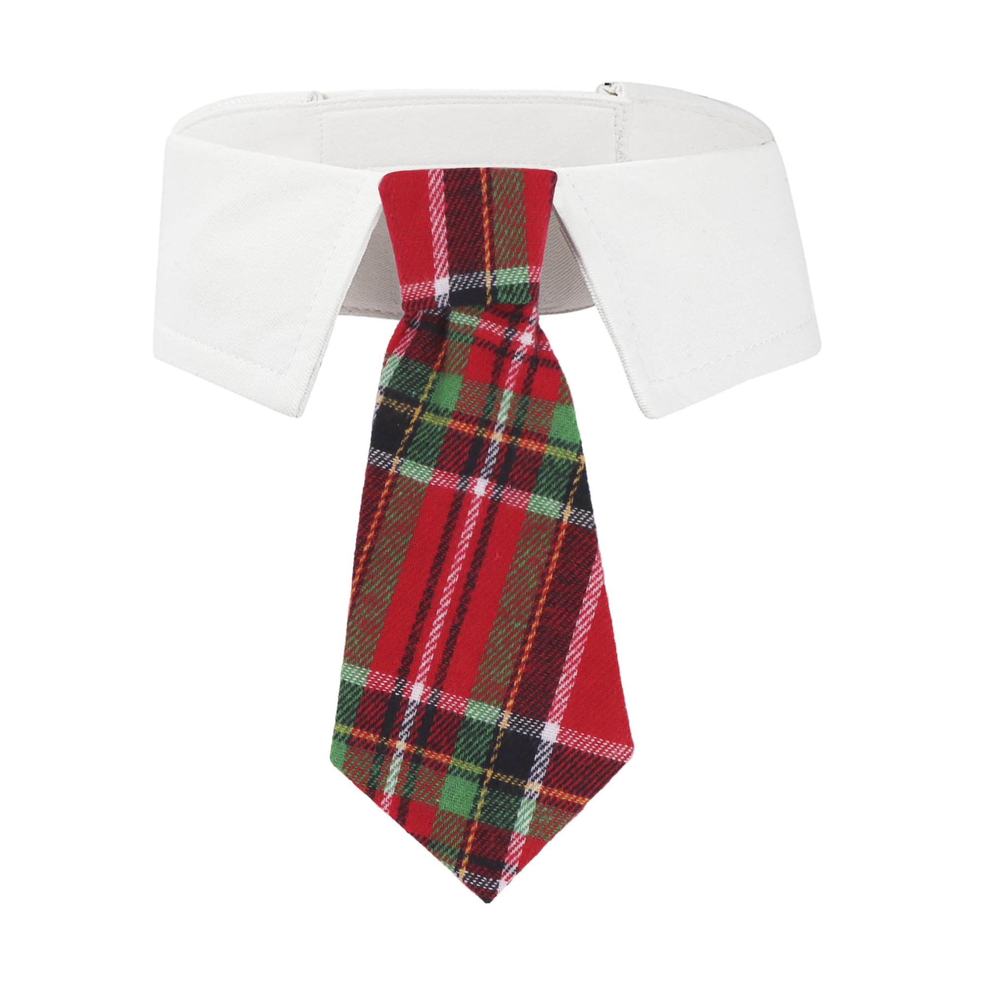 ADOGGYGO Christmas Dog Necktie Tuxedo, Red Plaid Pet Christmas Neck Tie Collar for Small Medium Large Dogs Pets (Large)