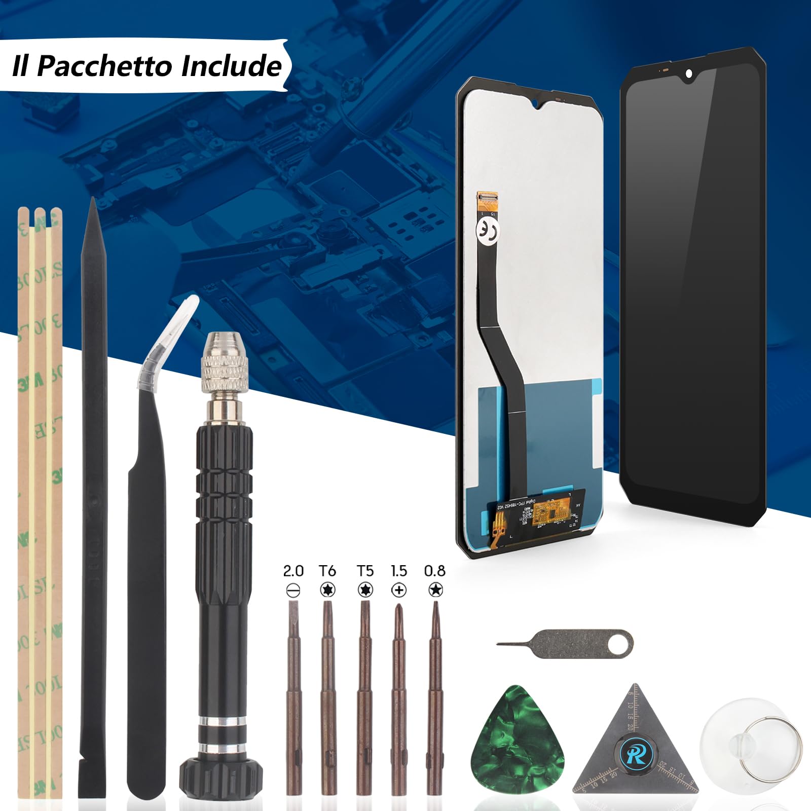 RongZy Schermo LCD per Oukitel WP23 Display Sostituzione per Oukitel WP23 PRO Digitizer Assembly Vetro di Ricambio Touch Screen con Strumenti(6.52", Nero)