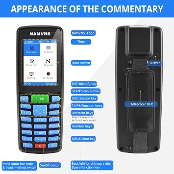 Barcode Scanner Wireless, Inventory Device QR Code Reader Portable Inventory Scanner 1D&2D&PDF417 Handheld Bar Code Scanners for Collector Data Terminal with 2.8 Inch TFT Color Screen