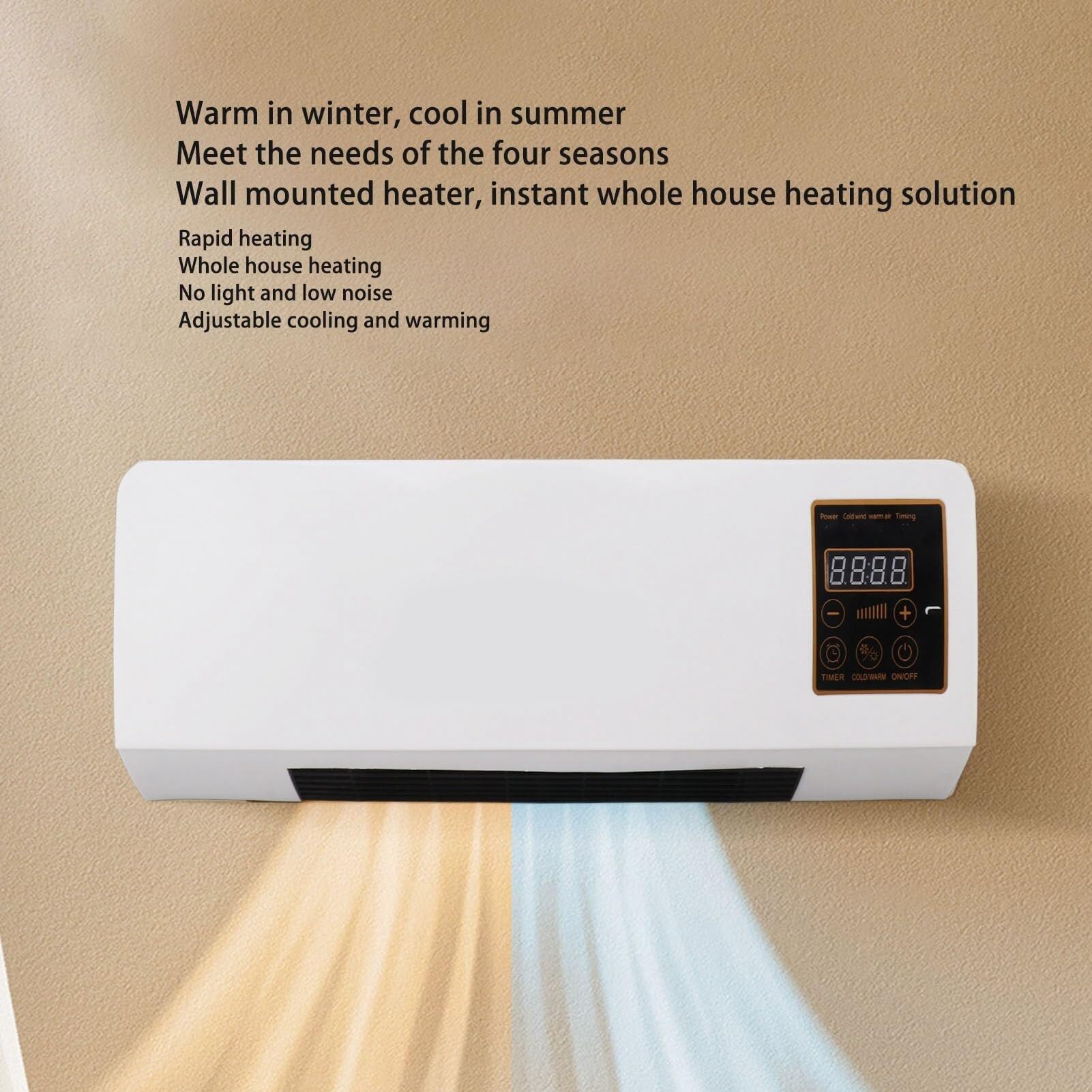 Mini Unidad de Aire Acondicionado Aire Pared Portátil 2en1 Frío Calor Remoto Táctil Ángulo