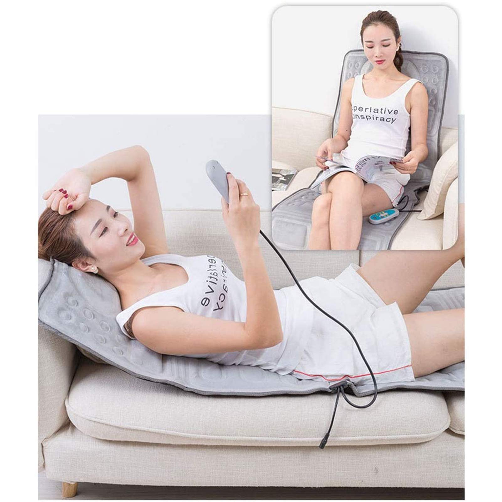 Colchón de Masaje térmico multifunción para Todo el Cuerpo, con calefacción y 9 Motores de vibración, Ideal para aliviar el Dolor de Cuello, Espalda, Cintura y piernas.