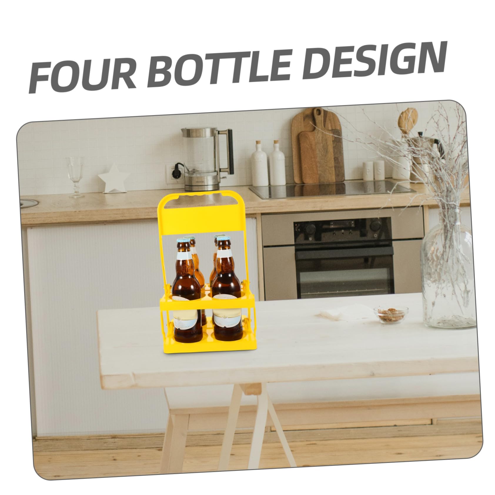 Zerodeko 4 Stück Bierregal Handkorb Weinständer Weinregal Weinflaschenhalter Flaschenorganisator Bierhalter Handheld Bierregal Bierkorb Für Zuhause Barbedarf Getränkehalter Gelber