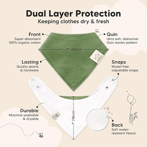 Miniatura 200 de KeaBabies 8 unidades de baberos tipo bandana orgánicos para niñas - Baberos tipo triángulo súper absorbentes para bebés que babean y están en