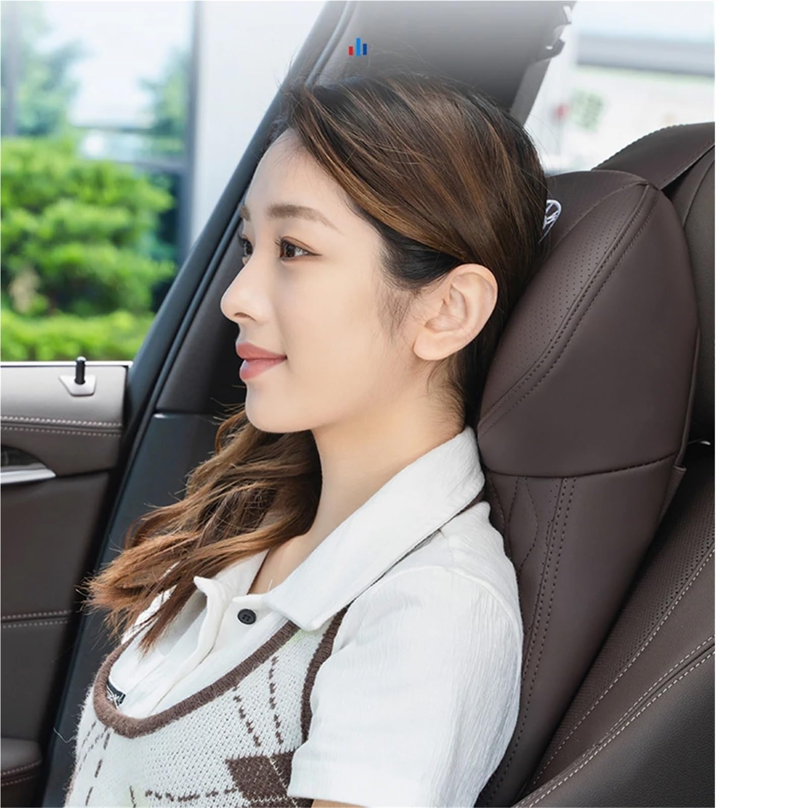 Podparcie szyi Pasuje do BMW X3 X4 X5 F10 F11 E39 E60 G30 Auto Interior Zagłówek Samochodowy Gadżet Samochodowy Podróżny Poduszka na szyję Zagłówek(Brown)