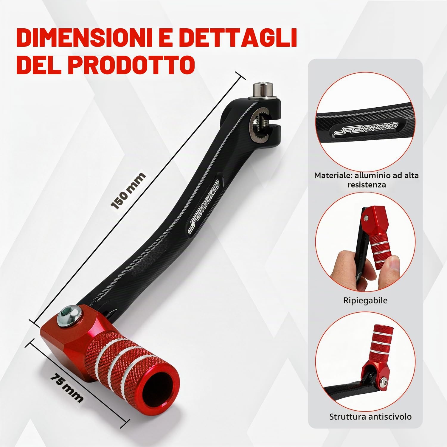 JFG RACING Leva Cambio Moto,Leva del Cambio Pieghevole in Alluminio CNC per Dirt Pit Bike 50cc-125cc XR50 CRF50 XR70 CRF70 XR110 CRF110-Rosso
