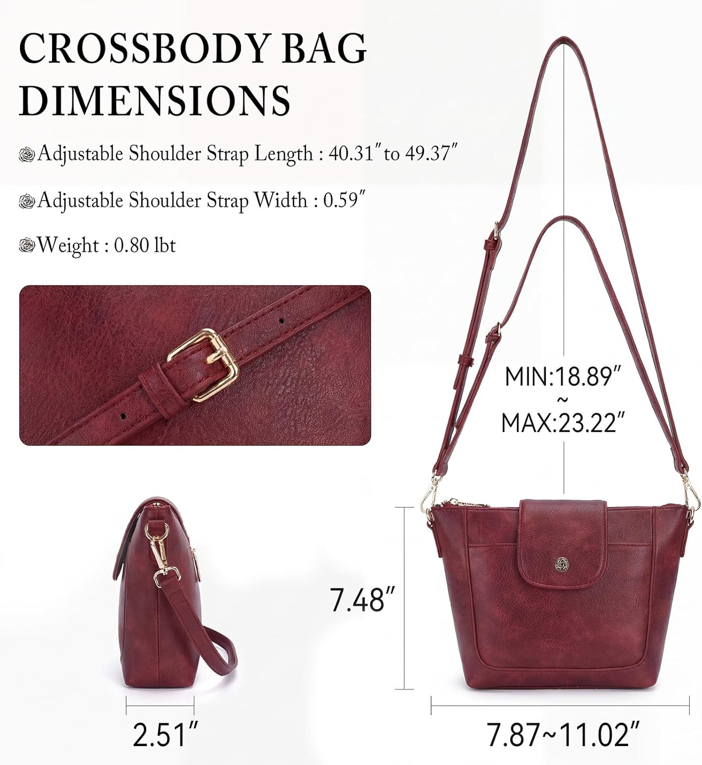 Crossbody Purses for Women Vegan Leather Crossbody Bag,Small Purse with Adjustable Strap Lightweight Shoulder Bag | Smooth Zipper, Multi Pockets, Magnetic Snap