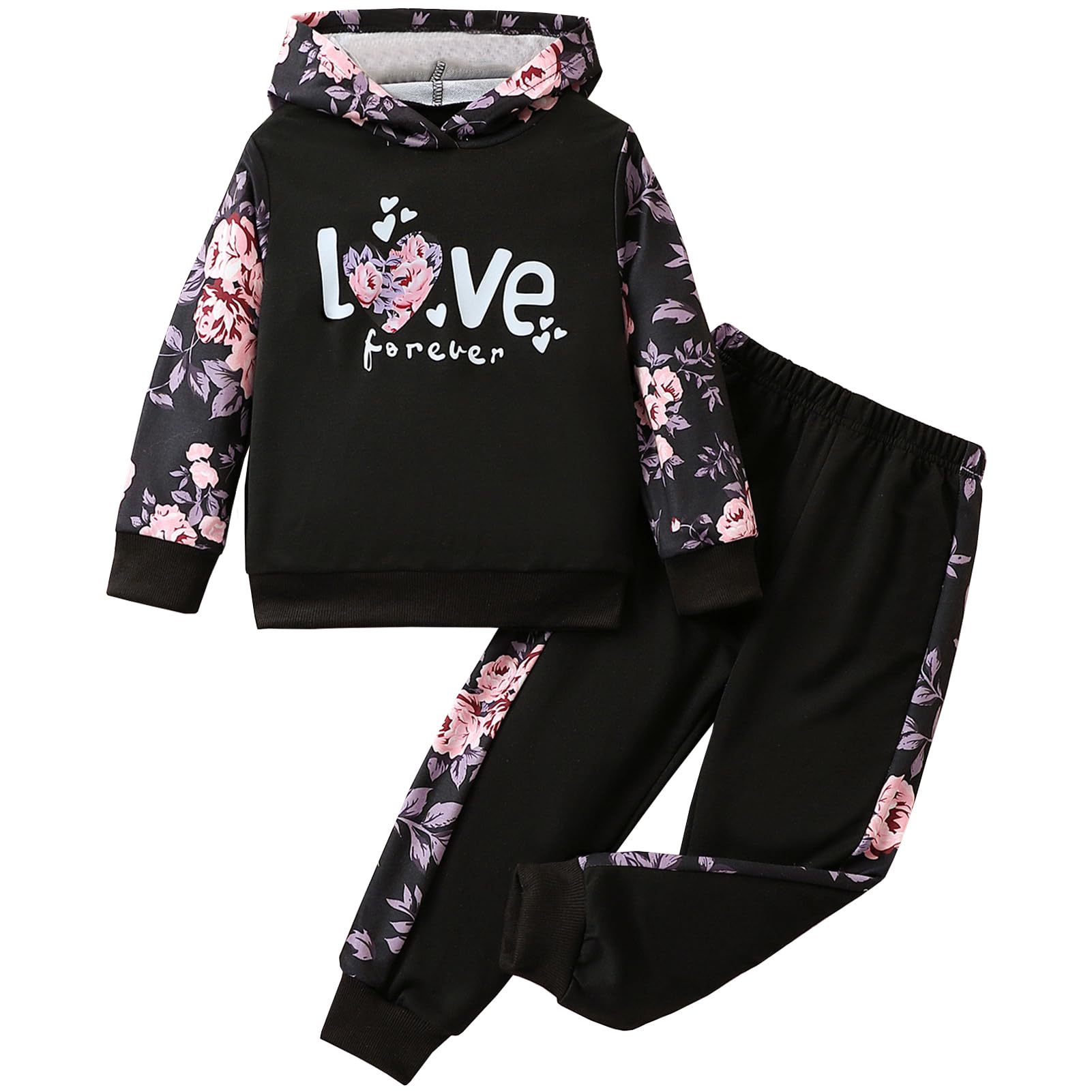 Tuta Bambino con Girocollo Primavera Autunno Abbigliamento Sportivo Traspirante Felpa Stampata Pantaloni Jogger Set 2 Pezzi per Età 3-13 Anni