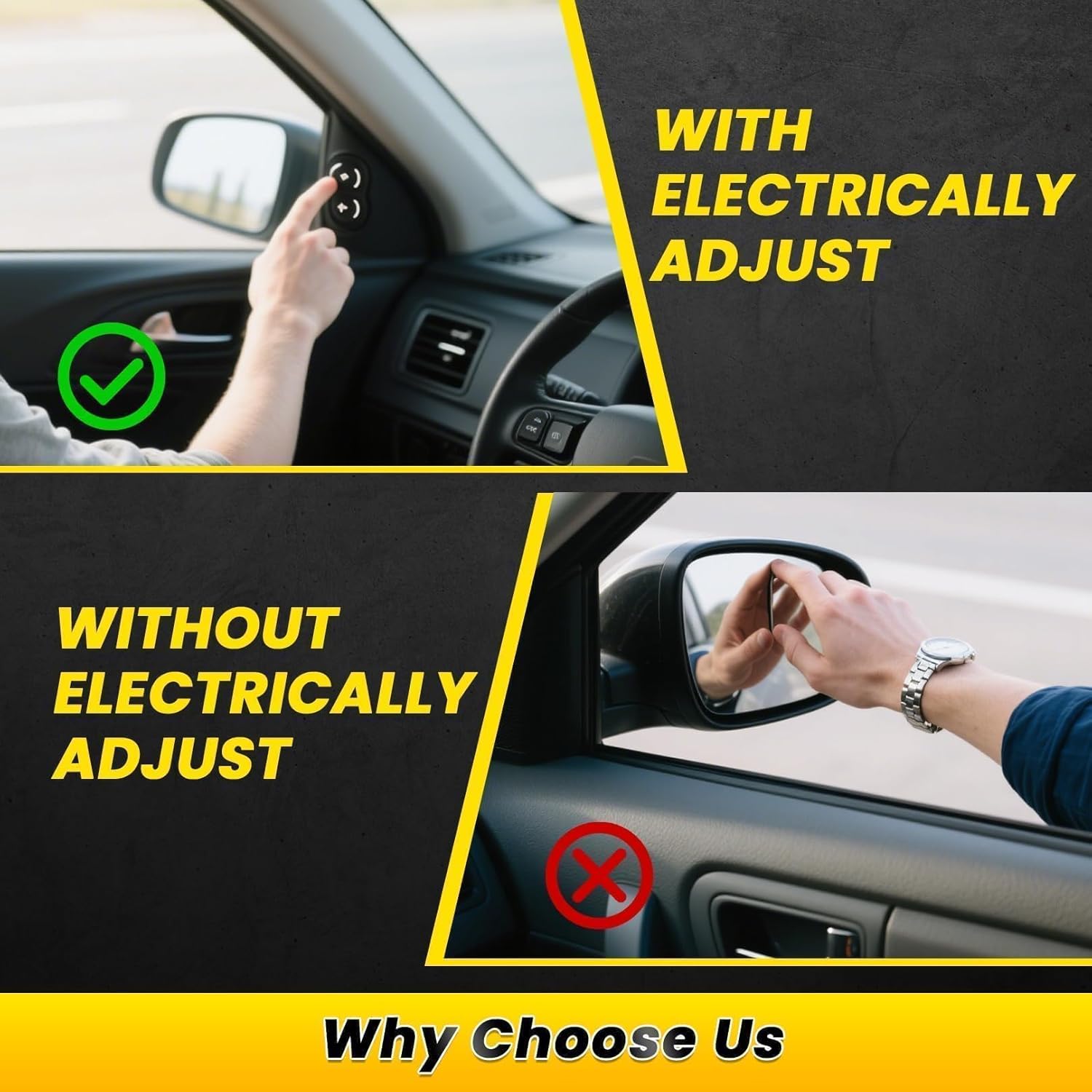 Left Driver Side Mirror Assembly Compatible with 2006-2011 Civic Non-Heated Power Manual Folding Not Compatible with Civic Coupe & Civic Del Sol Match to Black 76250SNEA01 (3Pins)