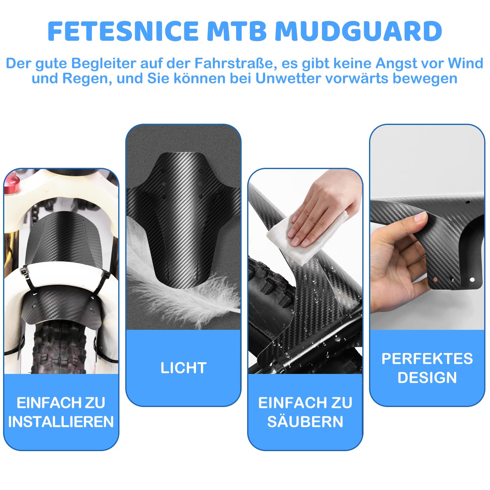 FETESNICE MTB Mudguard błotniki rowerowe do roweru górskiego (24-29 cali), uniwersalne błotniki MTB do większości rowerów