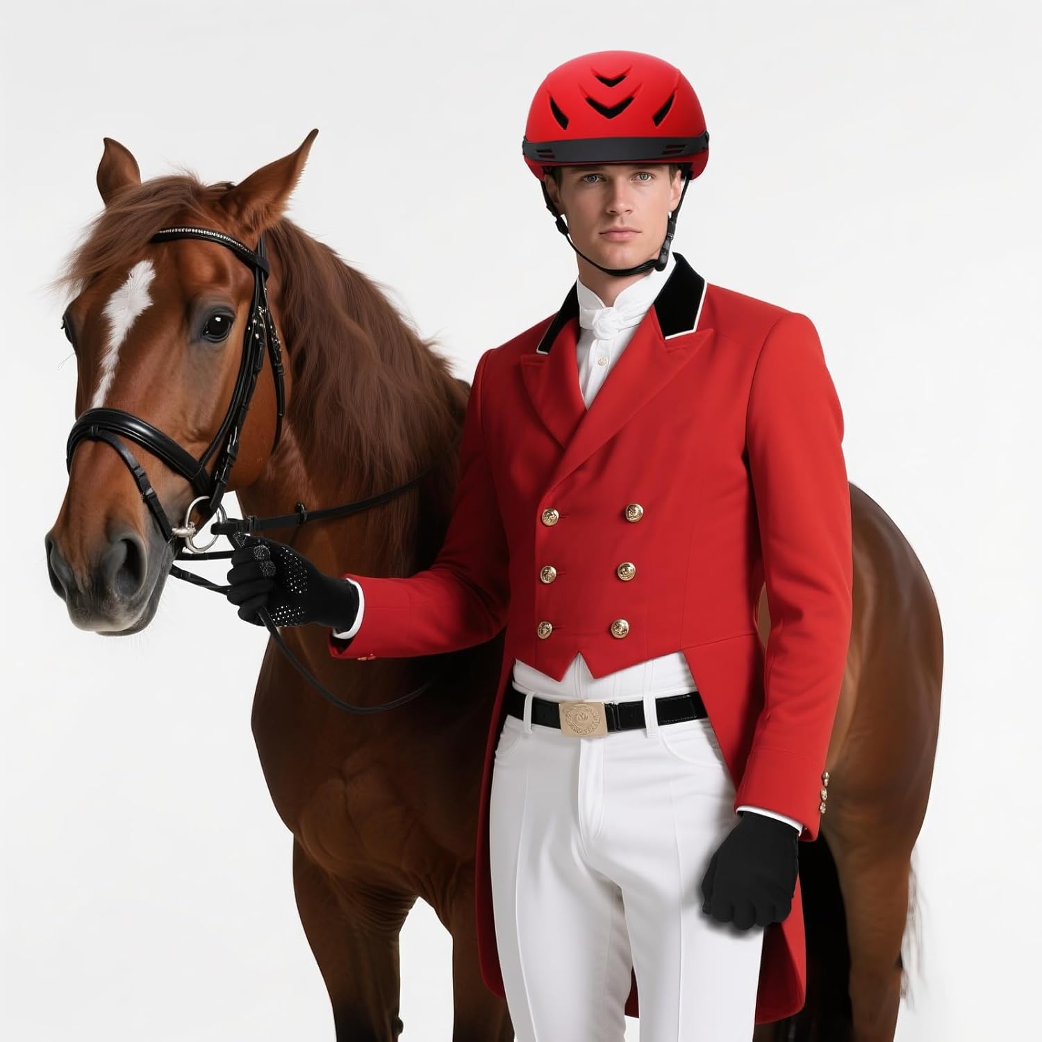 Equestrian Adult Helmet and Gloves Set for Horseback Riding and Training, Gloves Kits for Women and Man