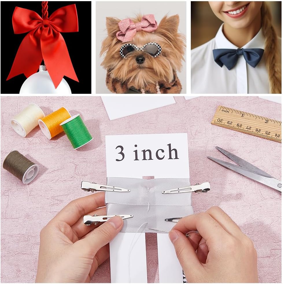 DICOSMETIC 5 Sizes Bow Templates for Bow Making Acrylic Ribbon Bows Maker Boards with 5Pcs Alligator Hair Clip DIY Bowknot Making Tool for Ribbon Wreaths Hair Decor