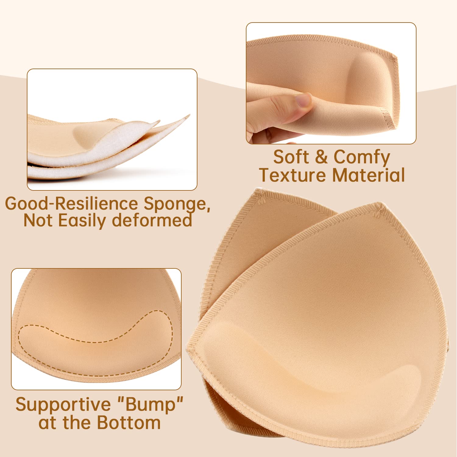 Protective Bra Insert Snapklik.com : Bra Pads Inserts 4 Pairs - Sewn Edges Breast Padding For ...