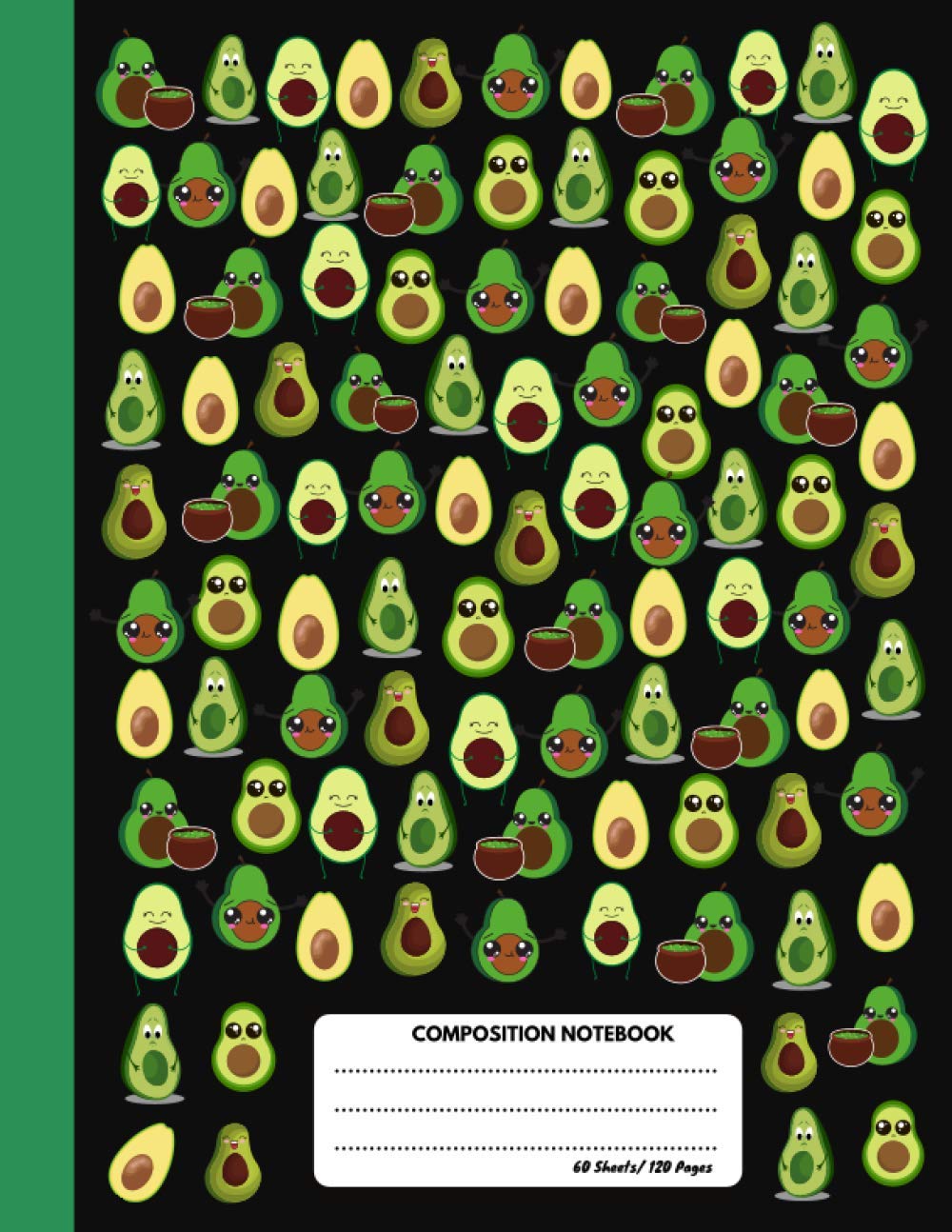 Notebook Composition Wide Ruled: Fantastic Avocados Pattern Wide Blank Lined Workbook Journal Large Pages for Teens Adults and Gifts to Write and Notes for School Home College and Office.