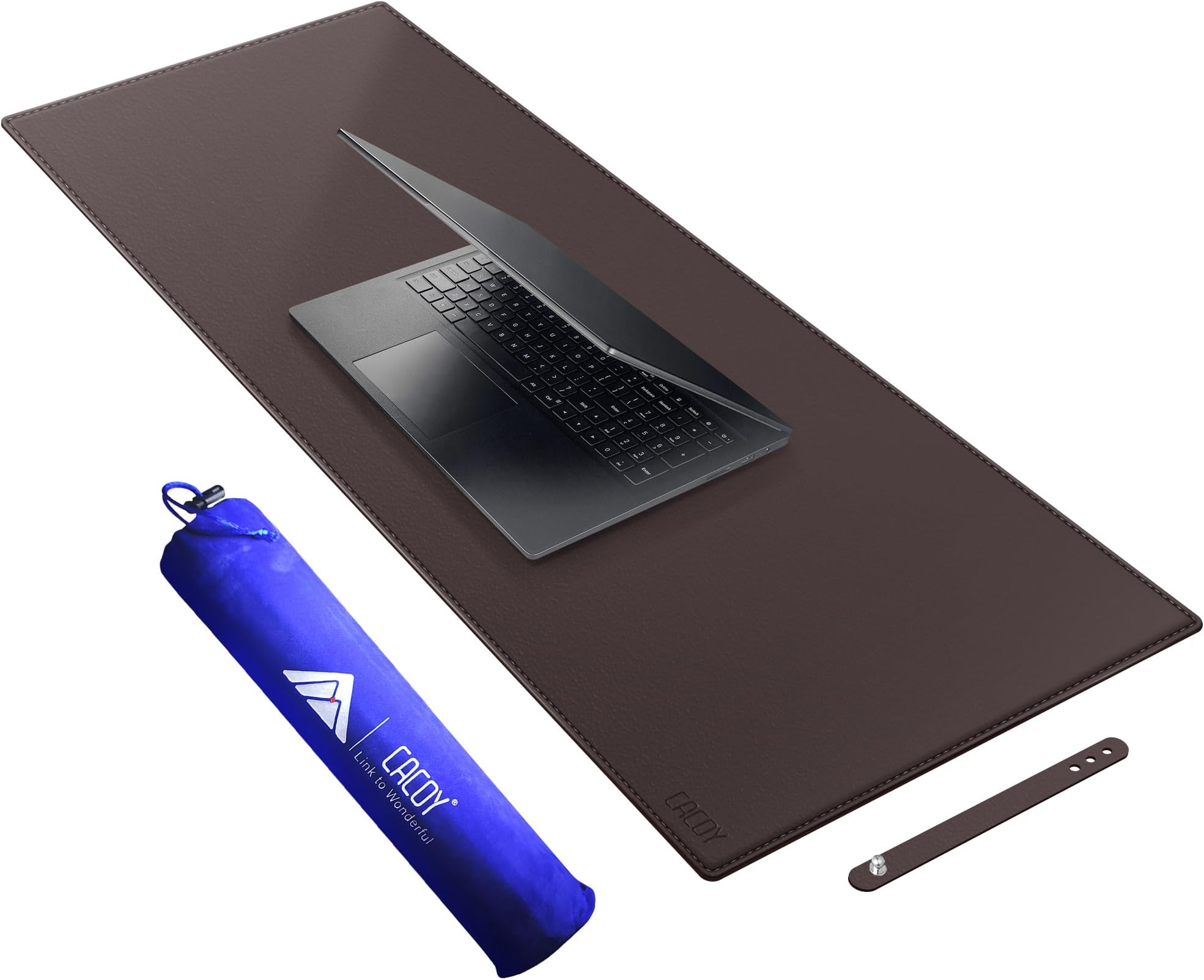 Cacoy PU Leather Mouse Pad, 100 x 40 cm Large Office Mat, Double Sided Waterproof Keyboard and Mouse Mat (Brown)