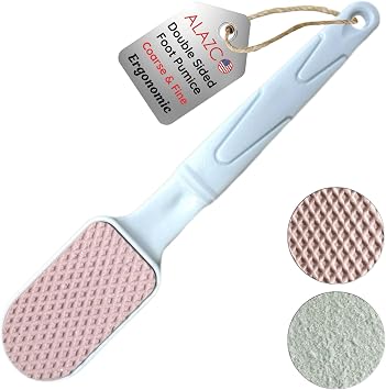 Double-Sided Pumice Stone & Foot File Rasp Heels Scraper Scrubber Cracked Feet Instant Exfoliator Buffer Dead Hard Skin Callus Remover Elbows Hand Feet Pedicure Tool Corn Softener Sole Smoother