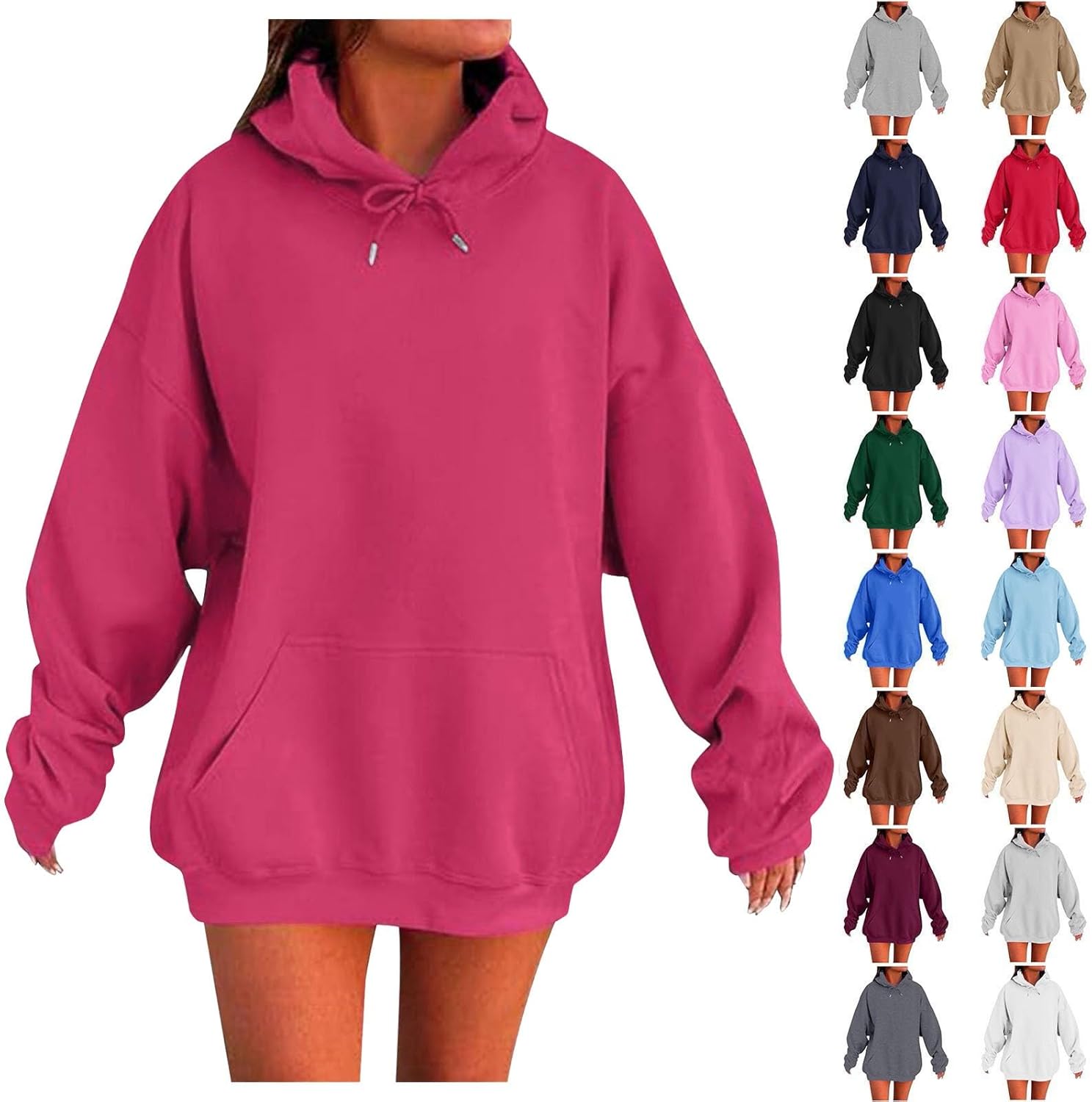 Oversized Hoodies for Women 2025 Cute Hoodie Plus Size Plain Basic Soft Sweatshirts Tops Fall Winter Trendy Outfits