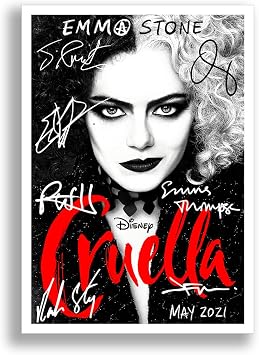 Mounted Gifts Cruella Movie Cast Signed A4 Poster Photo Print Framed Autograph Gift 2021 Film Emma Stone Emma Thompson POSTER ONLY