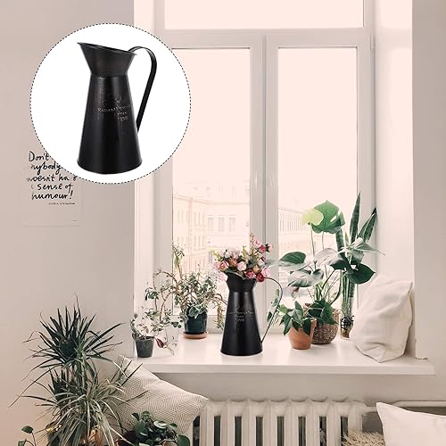 Miniatura 8 de DOITOOL Jarrón de metal rústico para leche, ramos de flores, con acabado desgastado y elegante, cubo de metal francés, jarrón de lata primitiva,