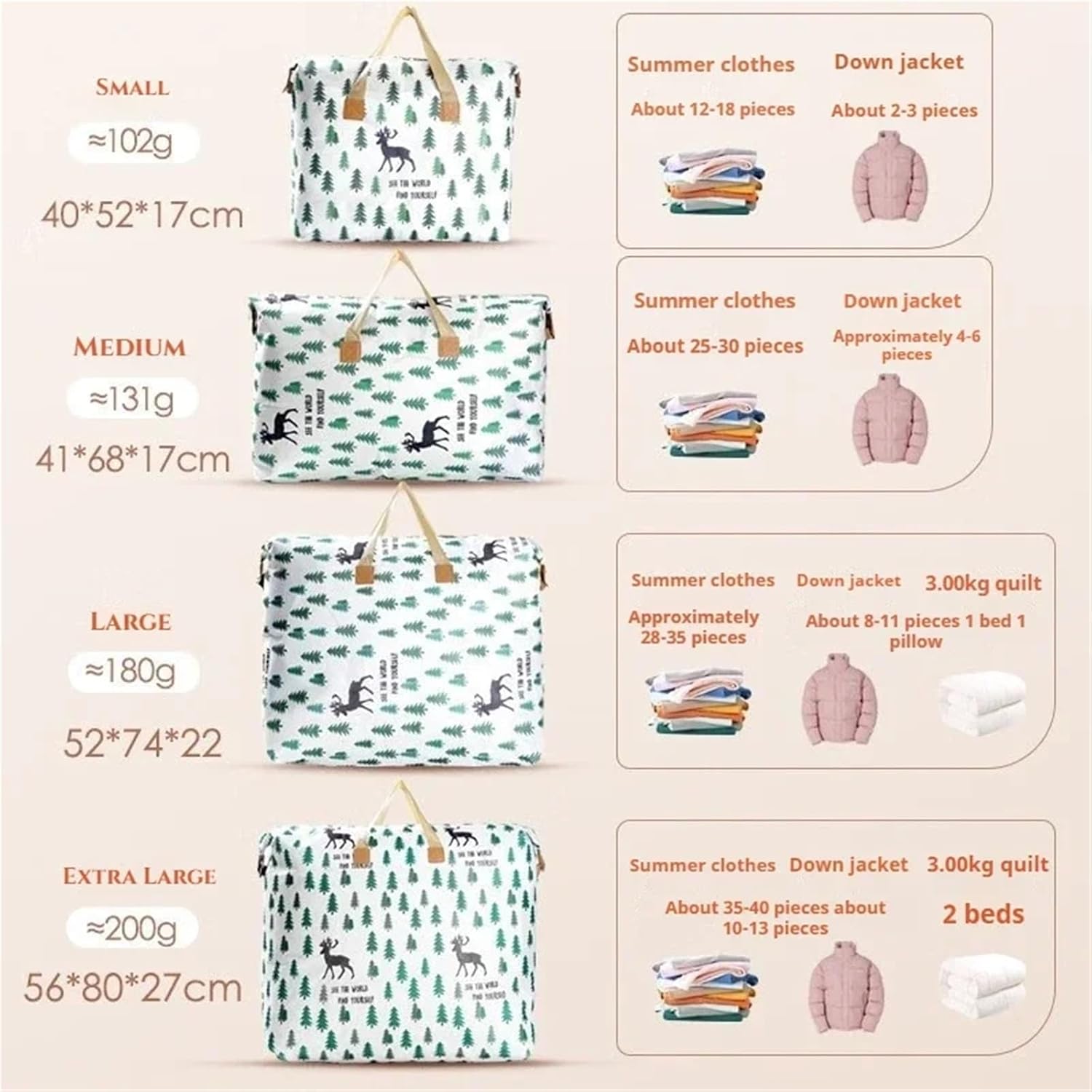 Heavy Duty Large Capacity Moving Storage Organizer Bags Winter Clothes Quilt(Large,2PCS)