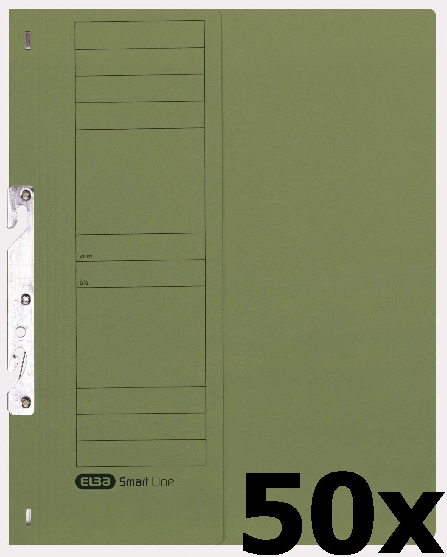 Elba 22421GN - Carpeta clasificadora con ranuras (250 g/m², cartón manila, aproximadamente 200 hojas A4, media cubierta frontal, 50 unidades), color verde