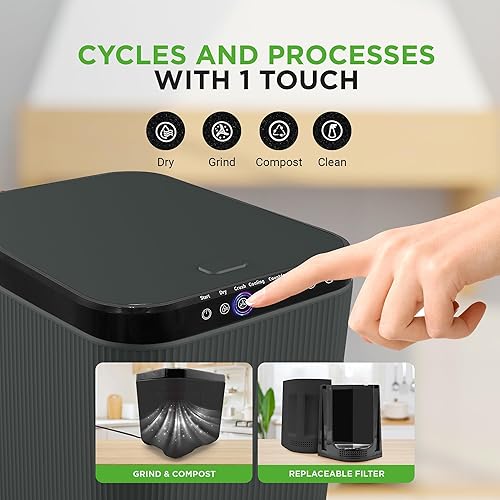 Miniatura 9 de Nutrichef Compostador eléctrico de cocina de 3 litros  Material orgánico de compostaje y restos de comida  Papelera automática de abono para