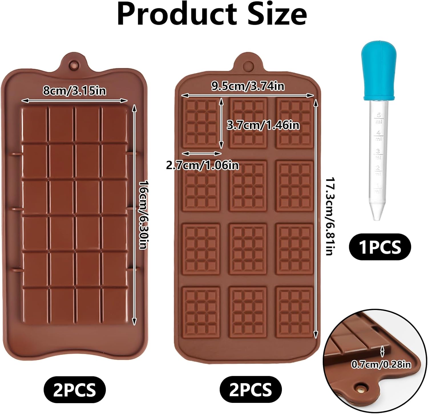 Vizualizare detaliată a formei din silicon pentru ciocolată
