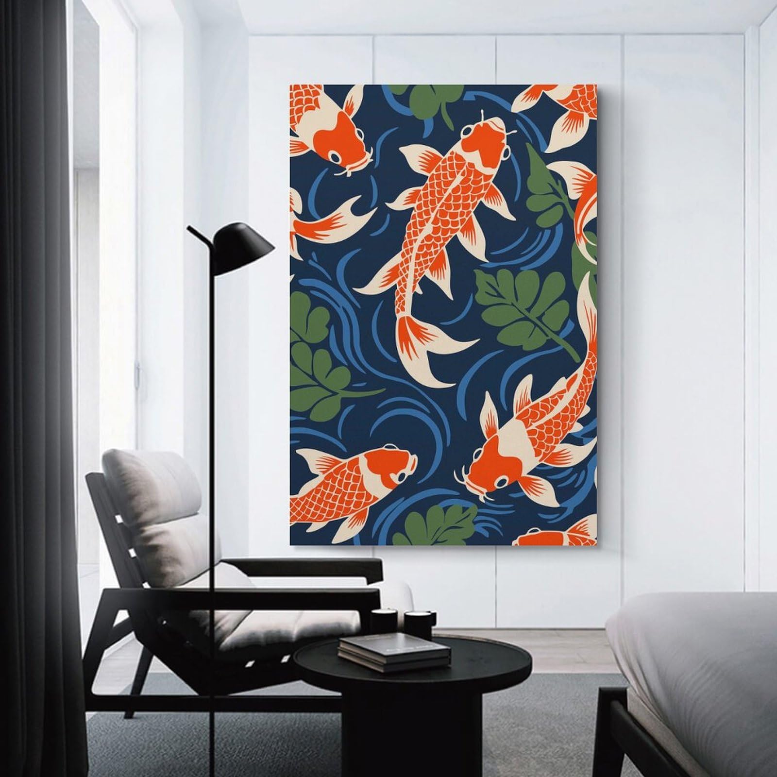Junmoney Koi Fish Pattern Wall Picture Print 12x18inch(30x45cm), for Picture Wall Styling in Lounge Or Bedroom, Ideal for Building A Coordinated Art Wall
