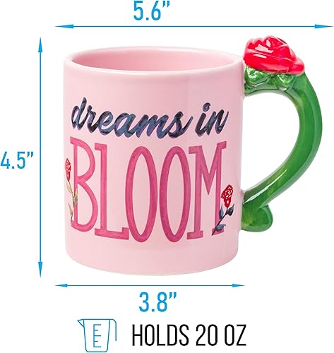 Miniatura 2 de Silver Buffalo Disney Belle Dreams in Bloom - Taza de cerámica con mango en forma de rosas, 20 onzas