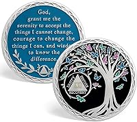 Vista 1 de CHURYUML Moneda de sobriedad de 21 años Árbol de la vida con chip de sobriedad AA Medallones de recuperación de fichas sobrias, regalos de sobriedad
