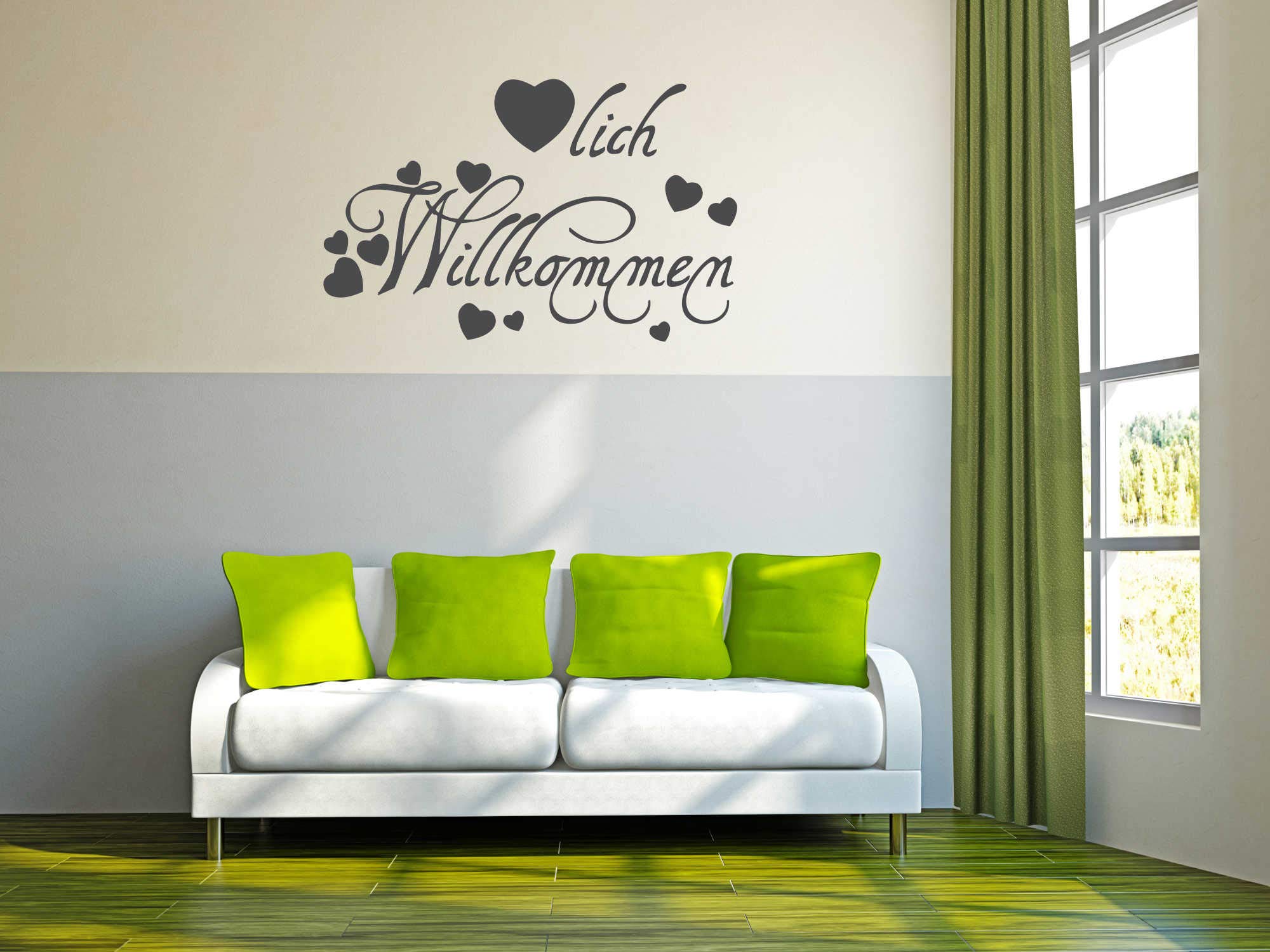 Wandtattoo 'Herzlich Willkommen' In Anthrazit – Selbstklebend, Abziehbar & In Vielen Größen/Farben