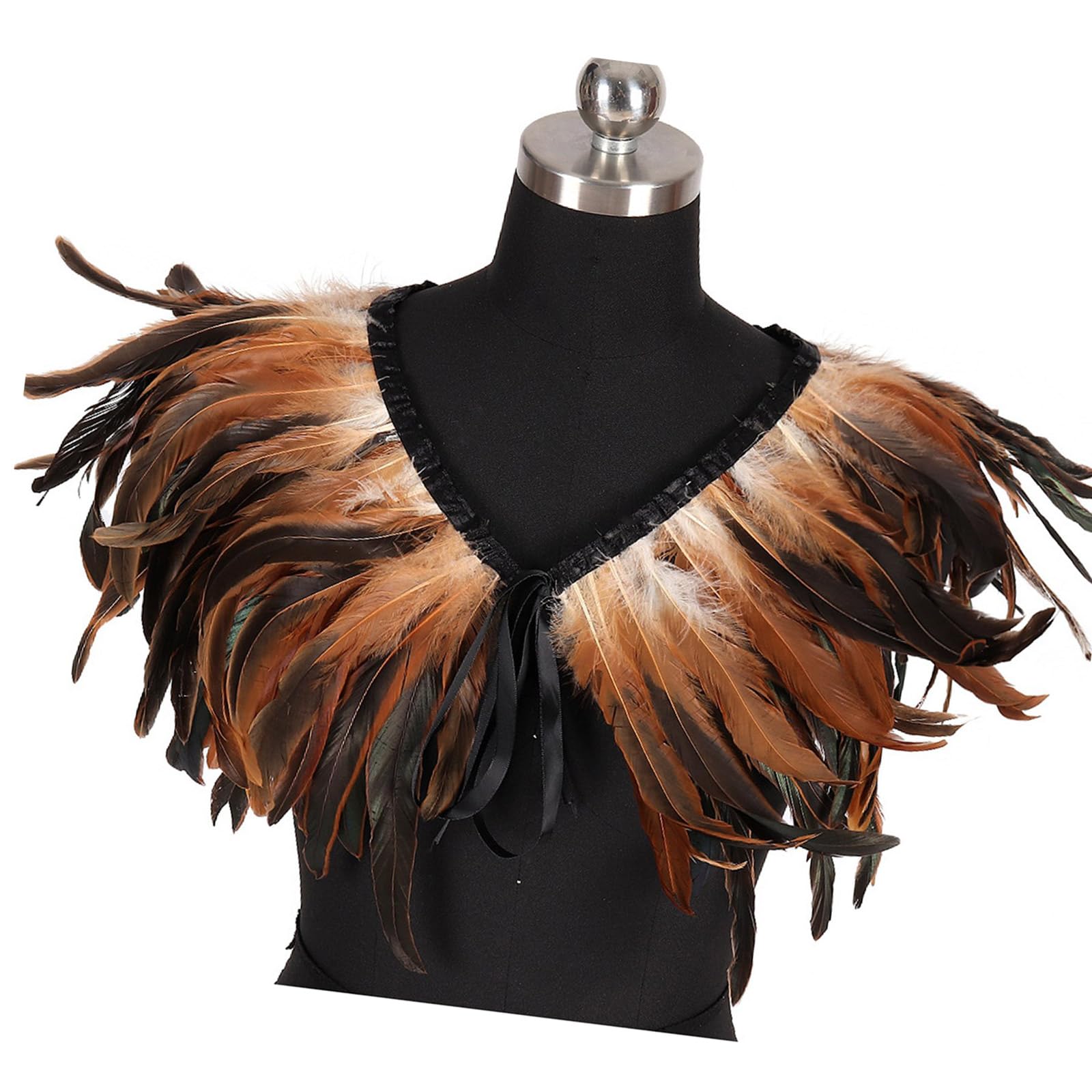MICFENY Masquerade Crow Feathered Cloak Easy Fold Portable For Any Occasion Shoulder Wrap Jewelry