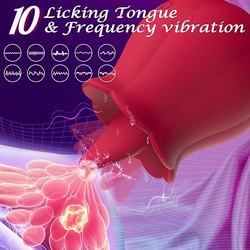 Miniatura 2 de Vibrador de lengua y clítoris con diseño de rosa, estimulador de vibración juguete sexual para mujeres | Juguete para lamer rosa para adultos | 10