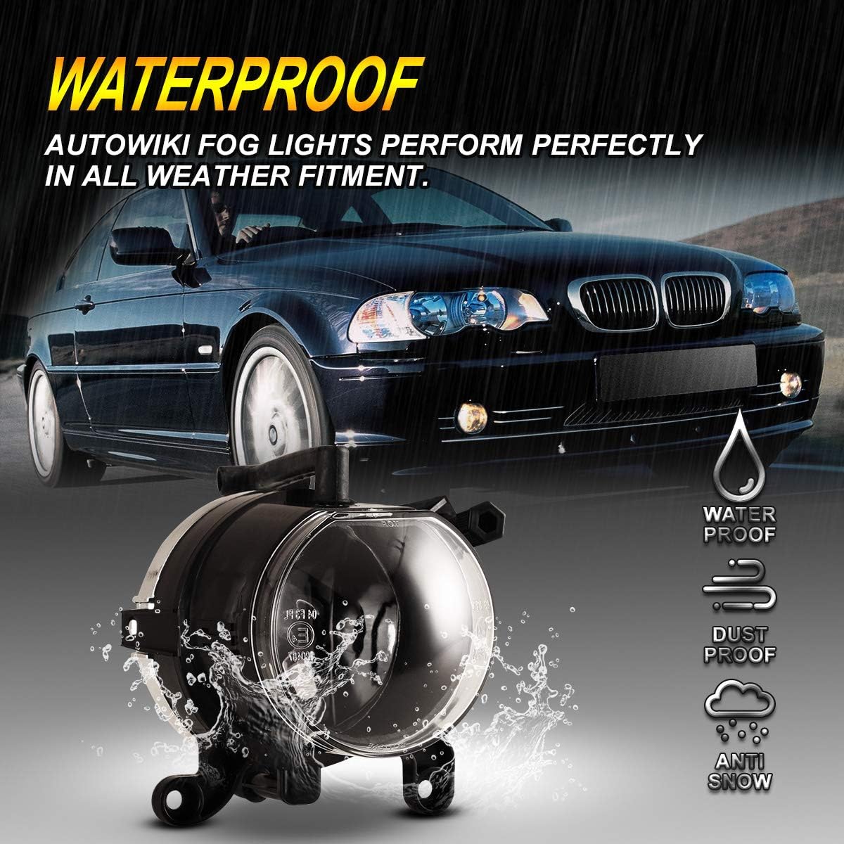 AUTOWIKI Fog Light Assembly for 1999-2003 BMW 3 series E46(cpe/conv) OEM Replacement Fog Lamps Driving Bumper Lamps 1 Pair