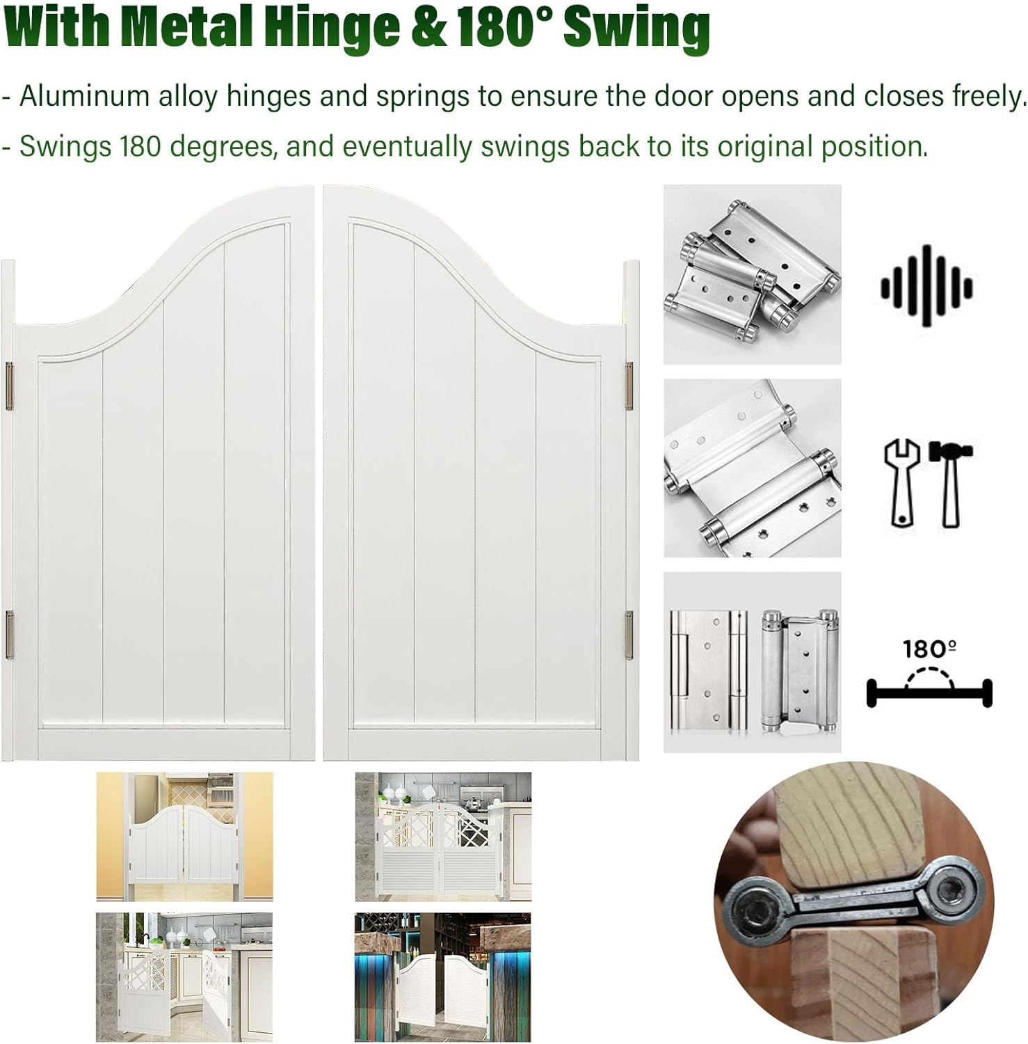 スイングドア キッチン用スイングドア ホワイトワイド1.5 1.2 0.8 M ヘビーデューティーハーフドア アーチ型ダブルアクショ