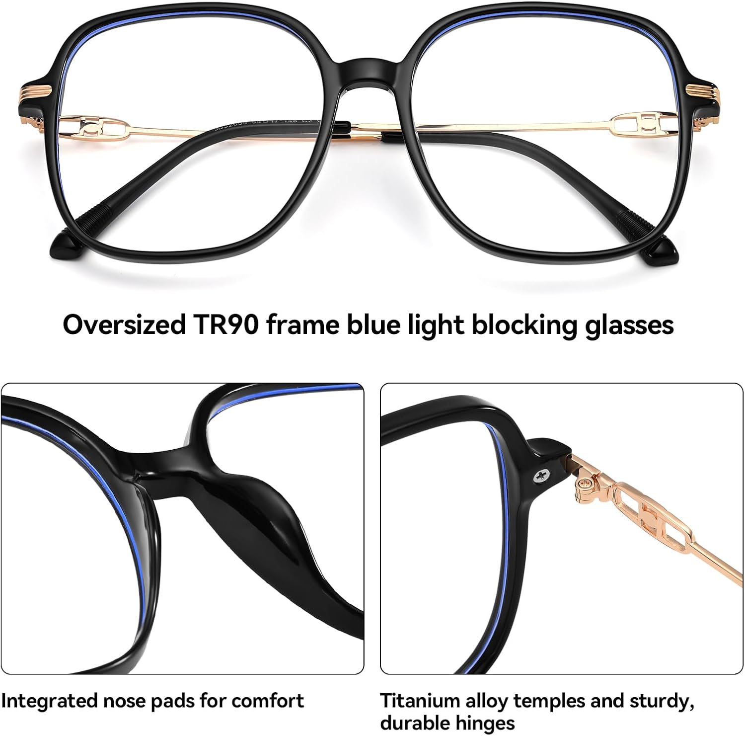 Dollger Oversized Square Blue Light Blocking Glasses for Women Men Trendy Big Large Anti Bluelight Blocker Glasses Computer image 5