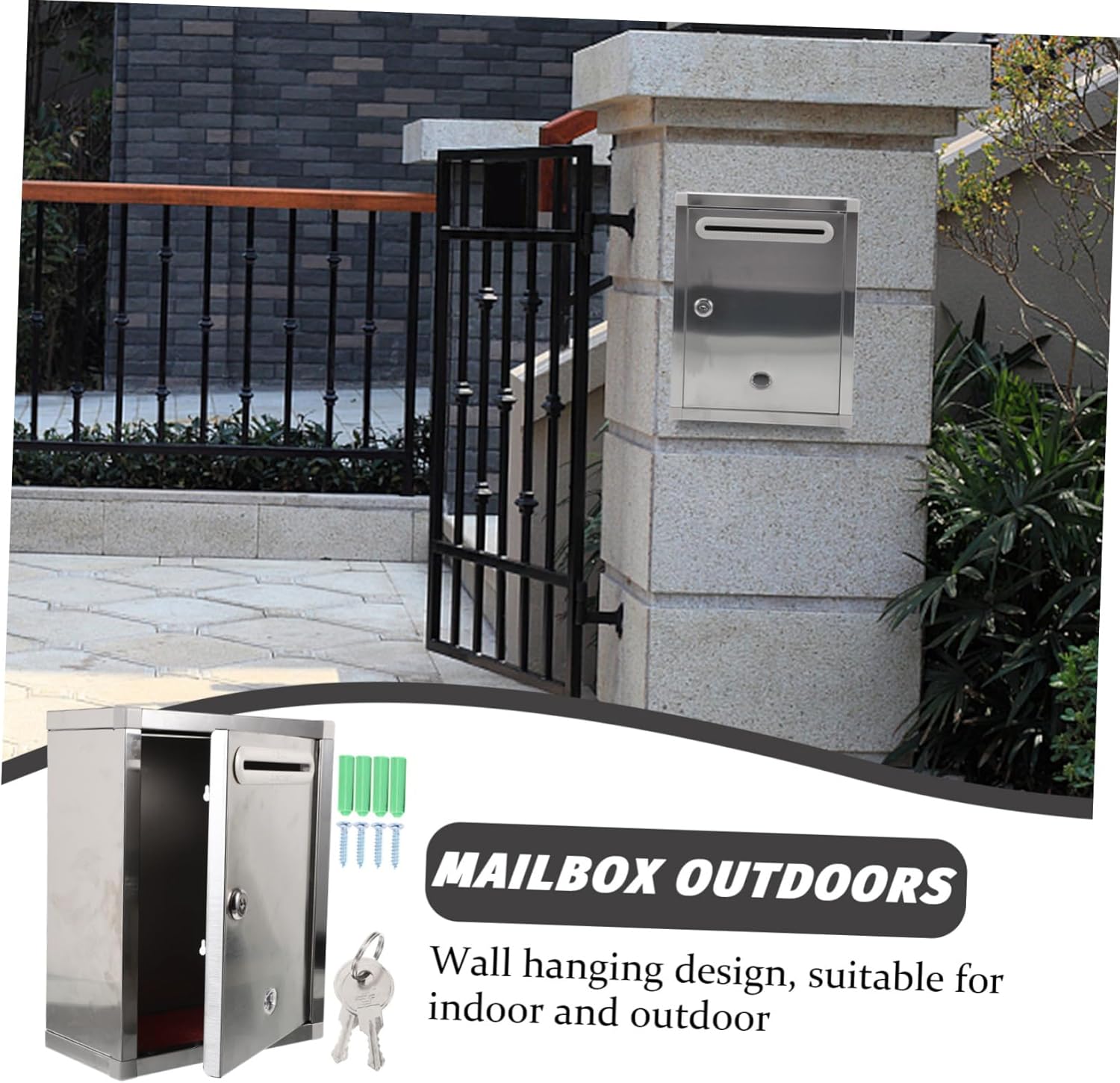 1pc Box Rust Stainless Steel Wall Mount Mailbox Stylish Outdoor Letter Box Durable Practical Design for Modern Decor Unique Vertical Mailbox for Front Door Suitable Color