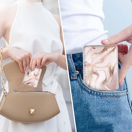 Miniatura 9 de Espejo de bolsillo, pequeño espejo de viaje con aumento, espejo cosmético portátil de doble cara con aumento para uso diario (luna azul)