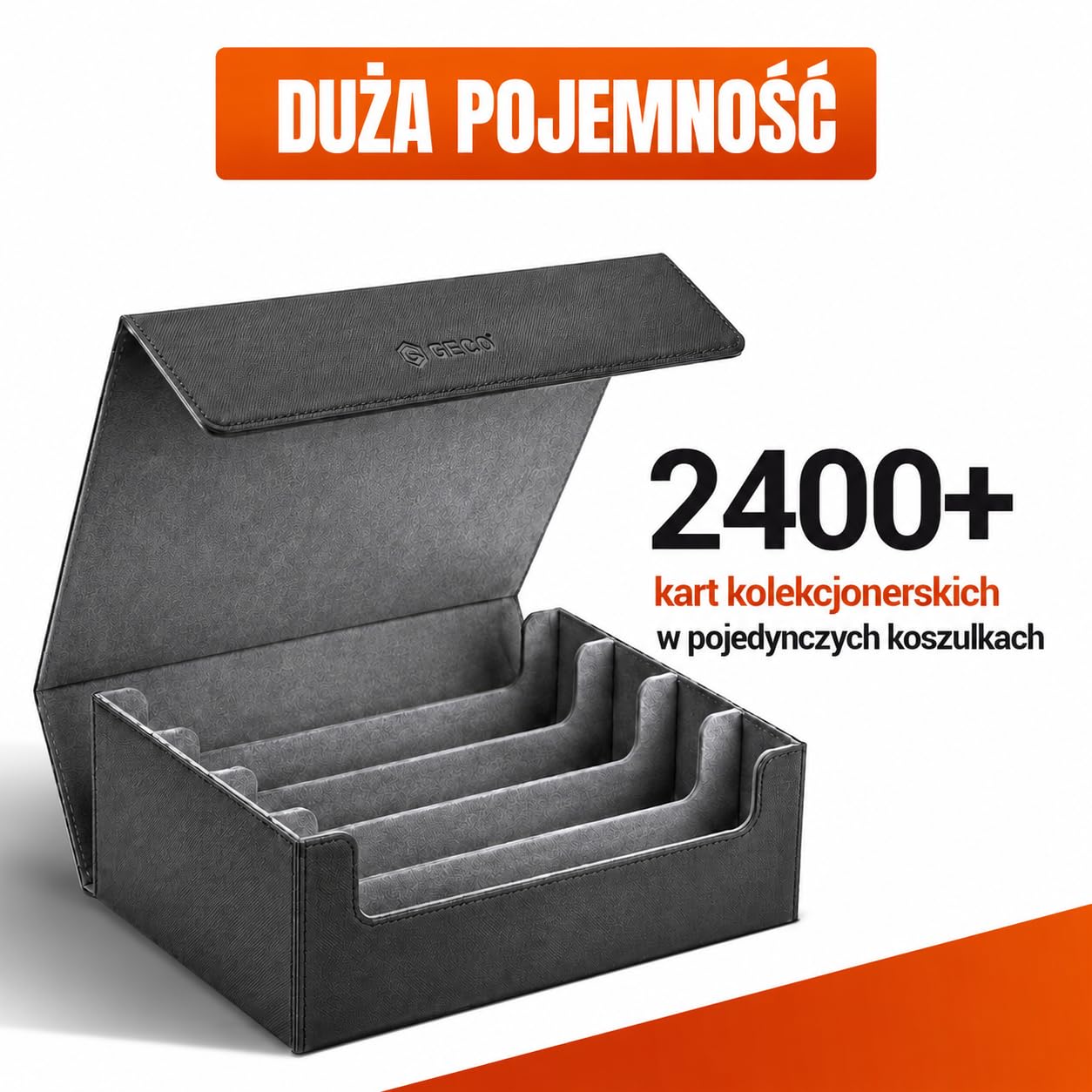 GECO® Pudełko na 2400+ kart kolekcjonerskich – Czarne | Magnetyczny deck box z 12 przegródkami i 4 blokadami – Pudełko premium na karty i akcesoria