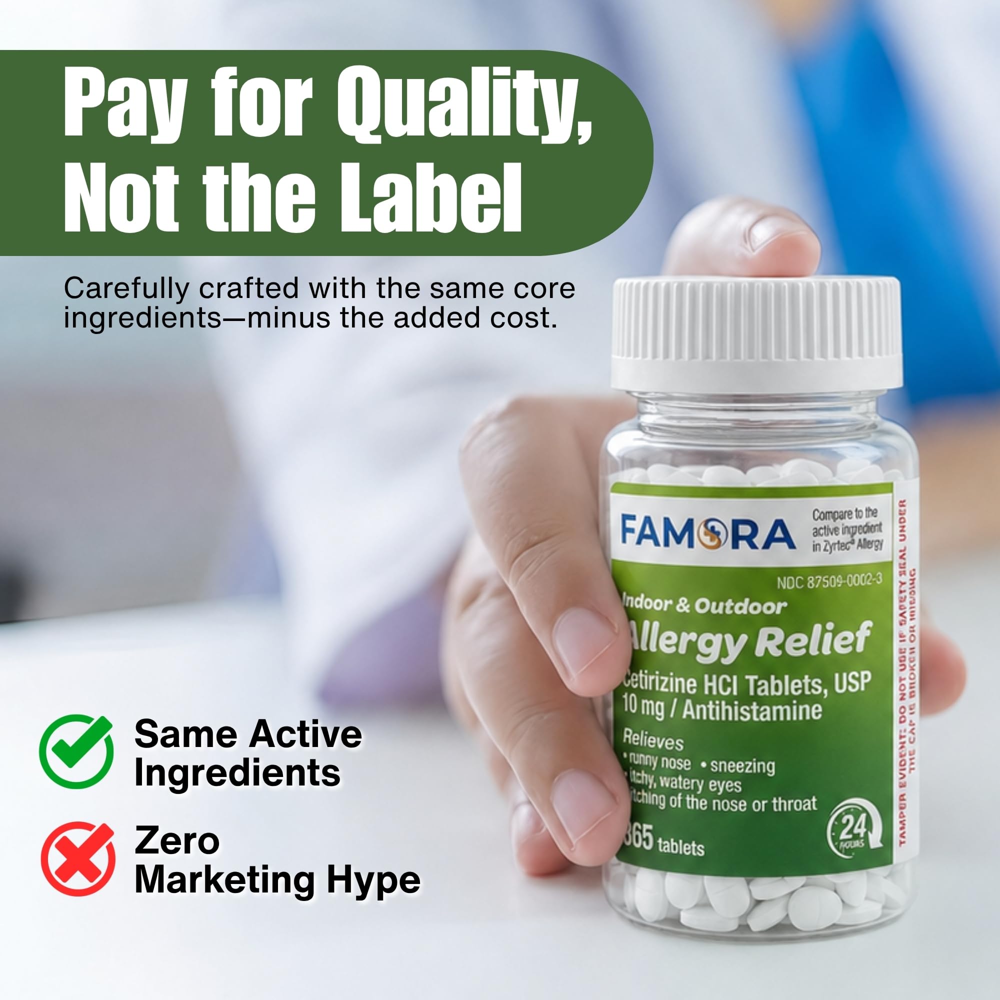 FAMORA Cetirizine 10mg Tablet, 365 Count - Antihistamine for Adults & Kids — Amazon image 4