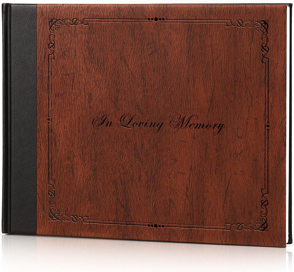Elegant Black Funeral Guest Book, 10 x 8 Inches 120 Pages
