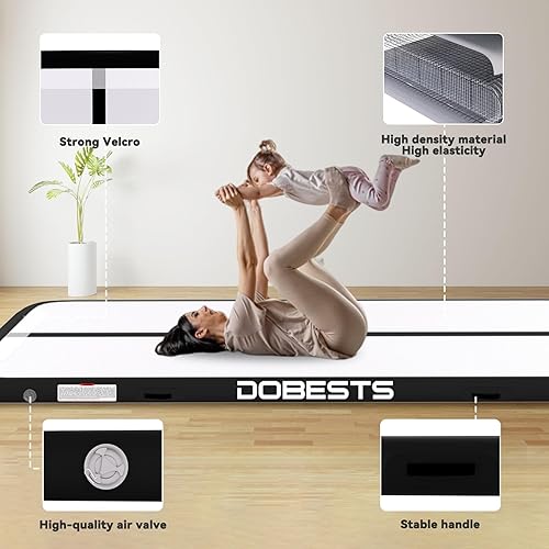 Miniatura 3 de DOBESTS Colchoneta inflable de gimnasia de 6.6 pies, 10 pies, 13 pies, 16 pies, 20 pies, para uso doméstico, entrenamiento, yoga, animadoras, con