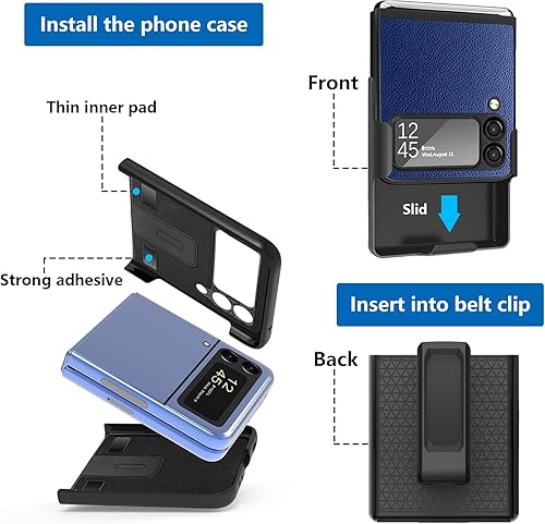 Miniatura 2 de ZCDAYE Funda con clip para cinturón para Samsung Galaxy Z Flip 4, Samsung Z Flip 4 (2022) con funda giratoria para cinturón y soporte integrado,
